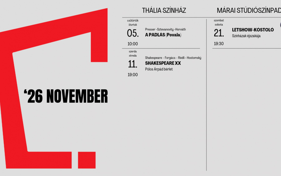 Novemberi programajánló a Thália Színházban